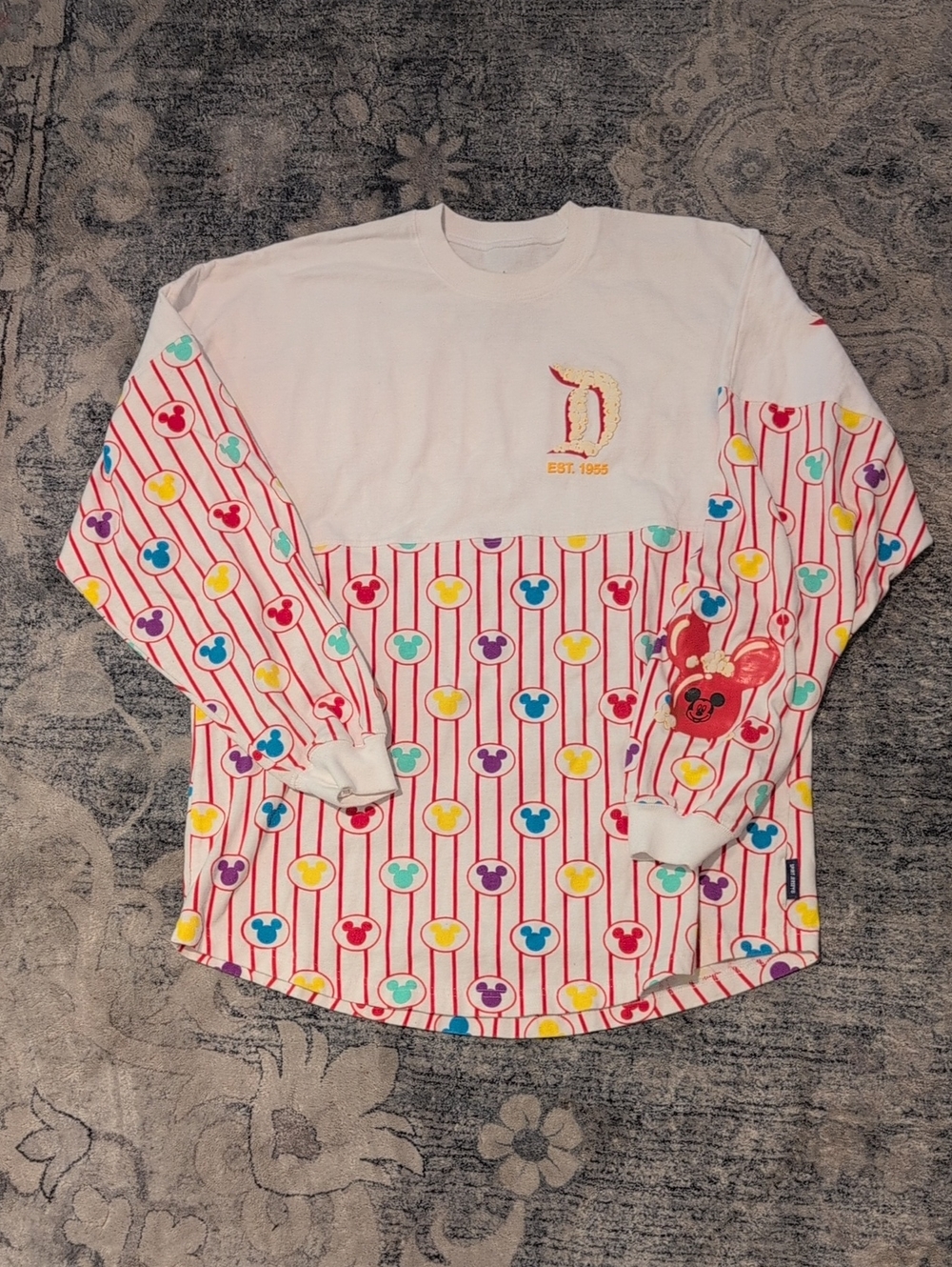 Disney Popcorn Spirit Jersey with Multicolor Mickey Icons